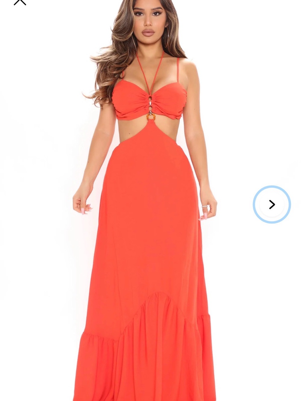 Cutout Halter Maxi Dress in Coral